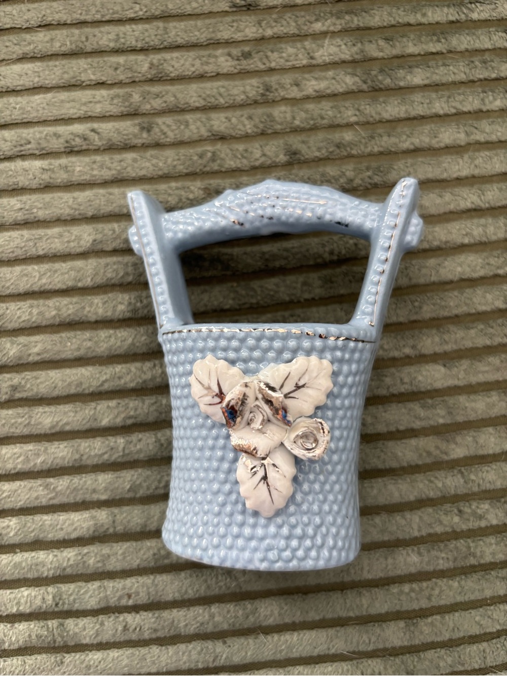 vintage mid-century ceramic miniature basket vase made in Japan